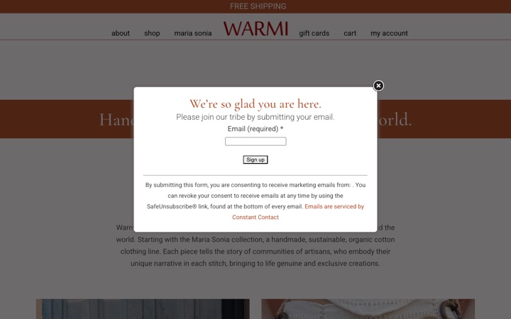 Warmi Imports website